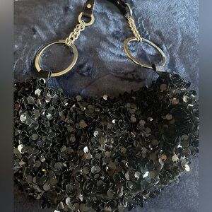 Super fun sequined black shoulder bag.   Big style and fun🖤